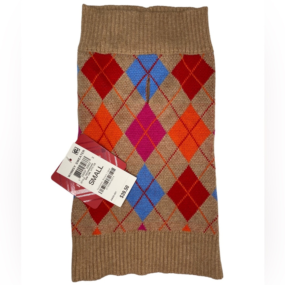 Charter Club Argyle Dog Sweater Warm Camel Heather Combo S New With Tags